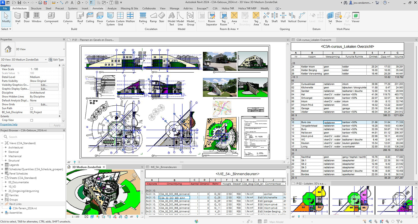 C3A-Revit-basiscursus met C3A-gebouw als cursusoefening