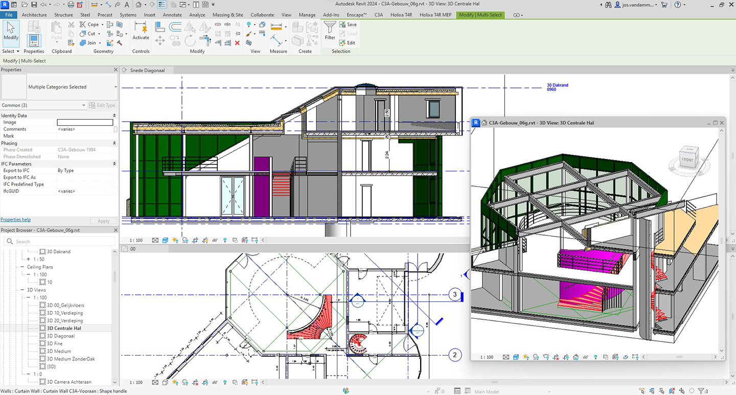 C3A-Revit-basiscursus met C3A-gebouw als cursusoefening