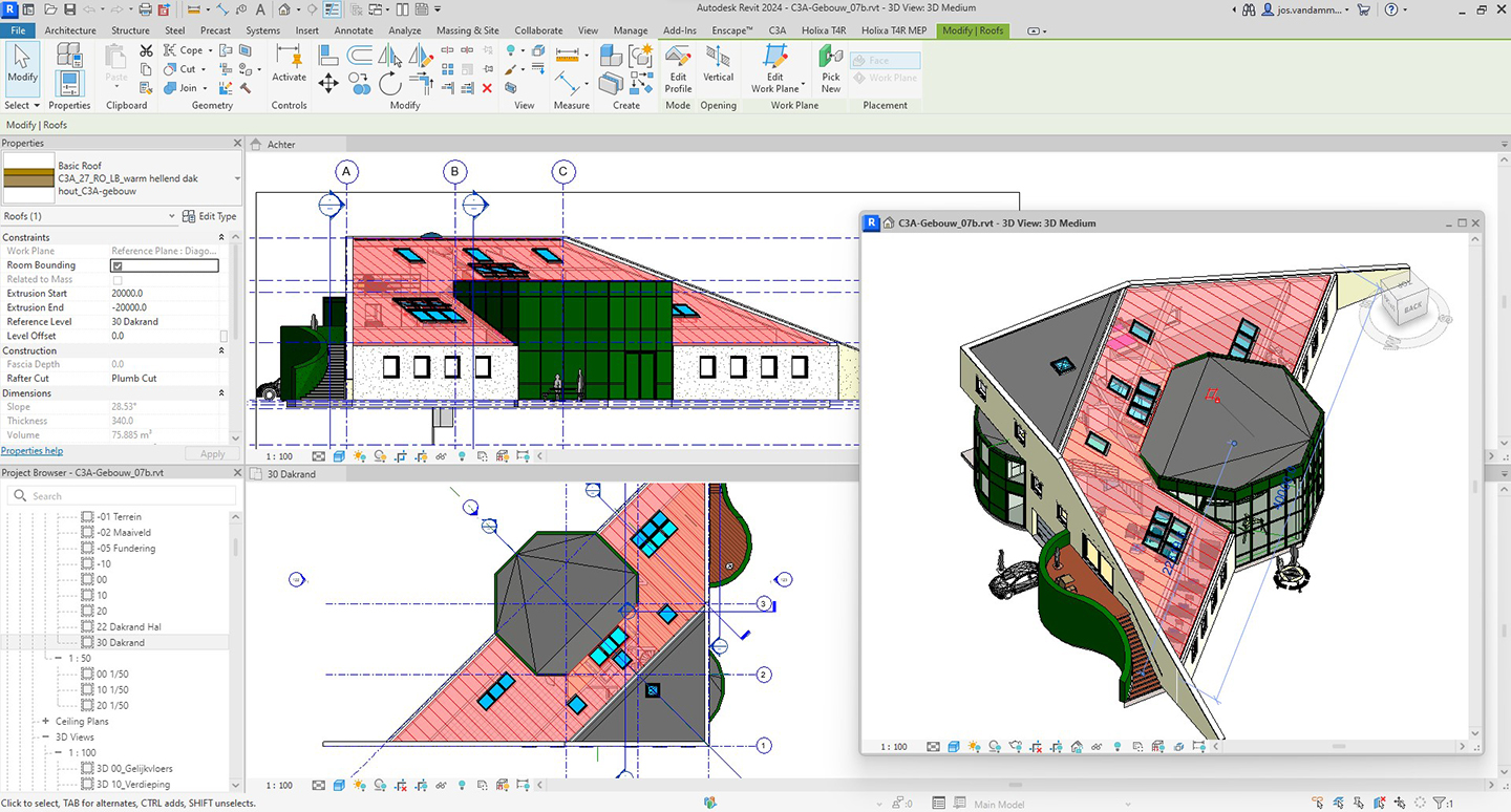 C3A-Revit-basiscursus met C3A-gebouw als cursusoefening