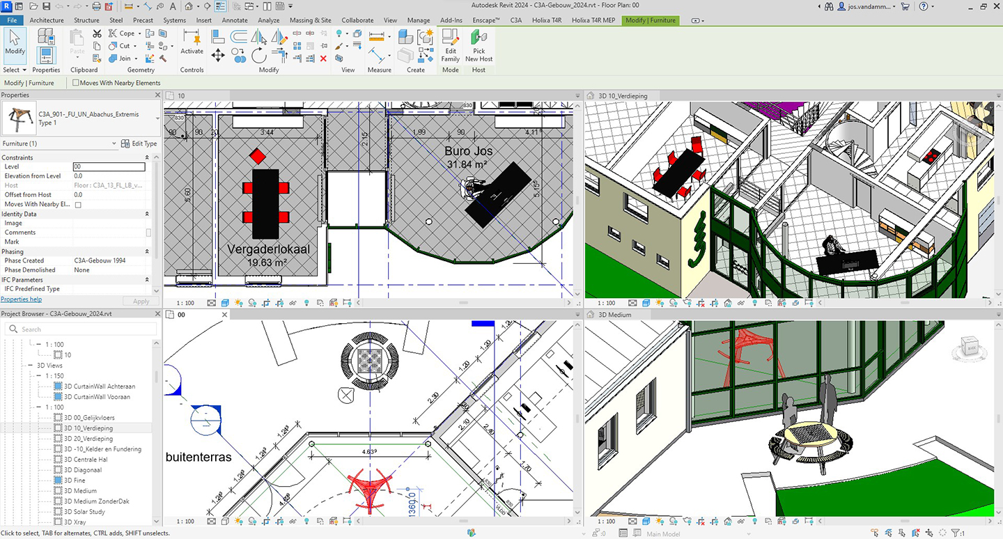 C3A-Revit-basiscursus met C3A-gebouw als cursusoefening