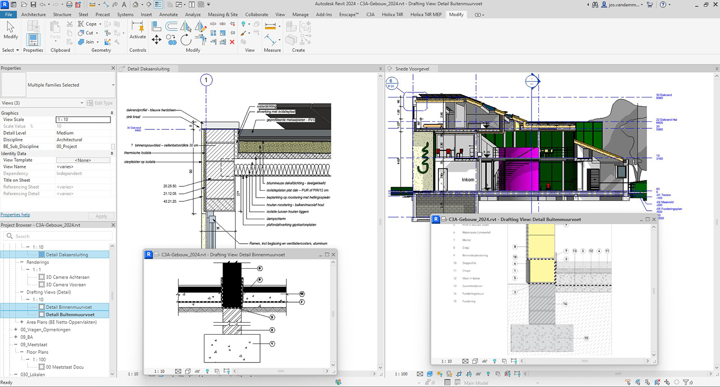 C3A-Revit-basiscursus met C3A-gebouw als cursusoefening