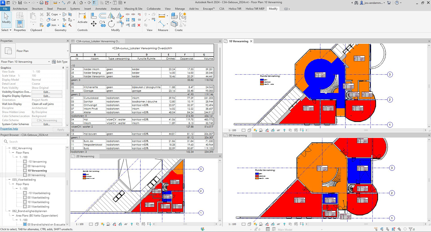 C3A-Revit-basiscursus met C3A-gebouw als cursusoefening