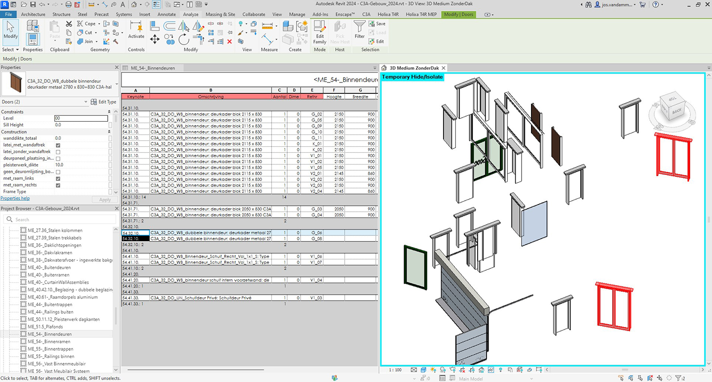 C3A-Revit-basiscursus met C3A-gebouw als cursusoefening