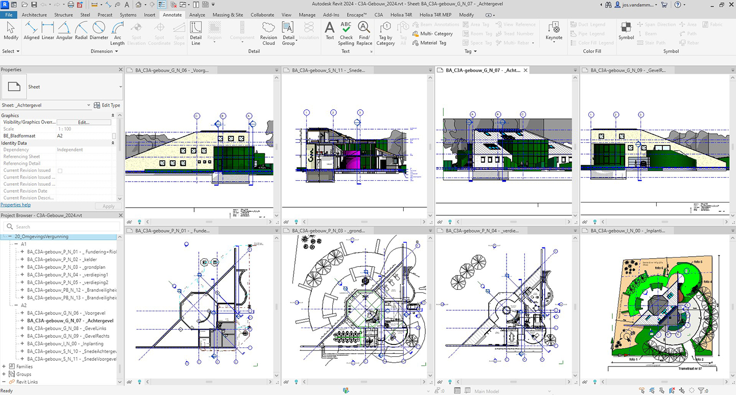 C3A-Revit-basiscursus met C3A-gebouw als cursusoefening
