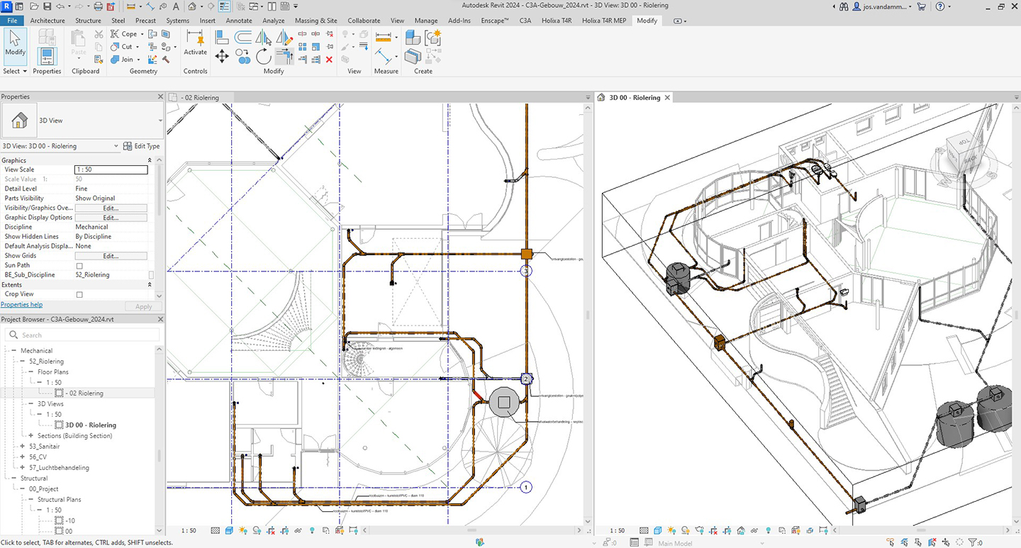 C3A-Revit-basiscursus met C3A-gebouw als cursusoefening
