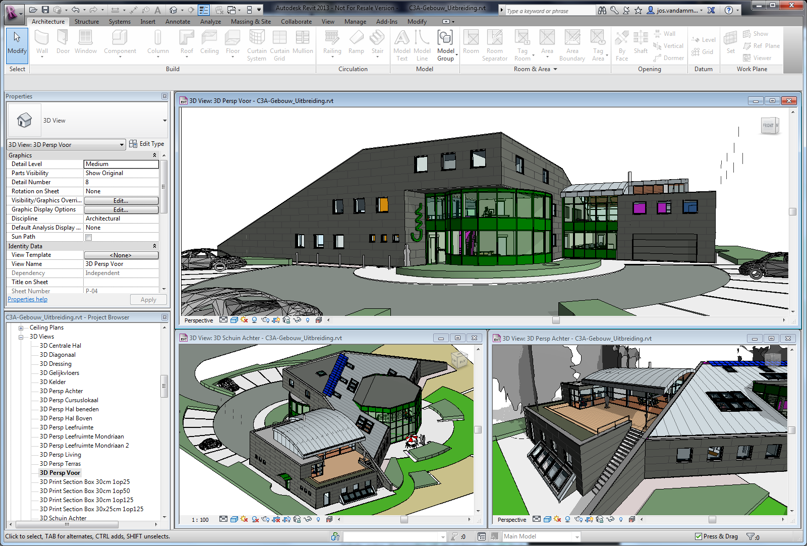C3A-Revit-basiscursus met C3A-gebouw als cursusoefening