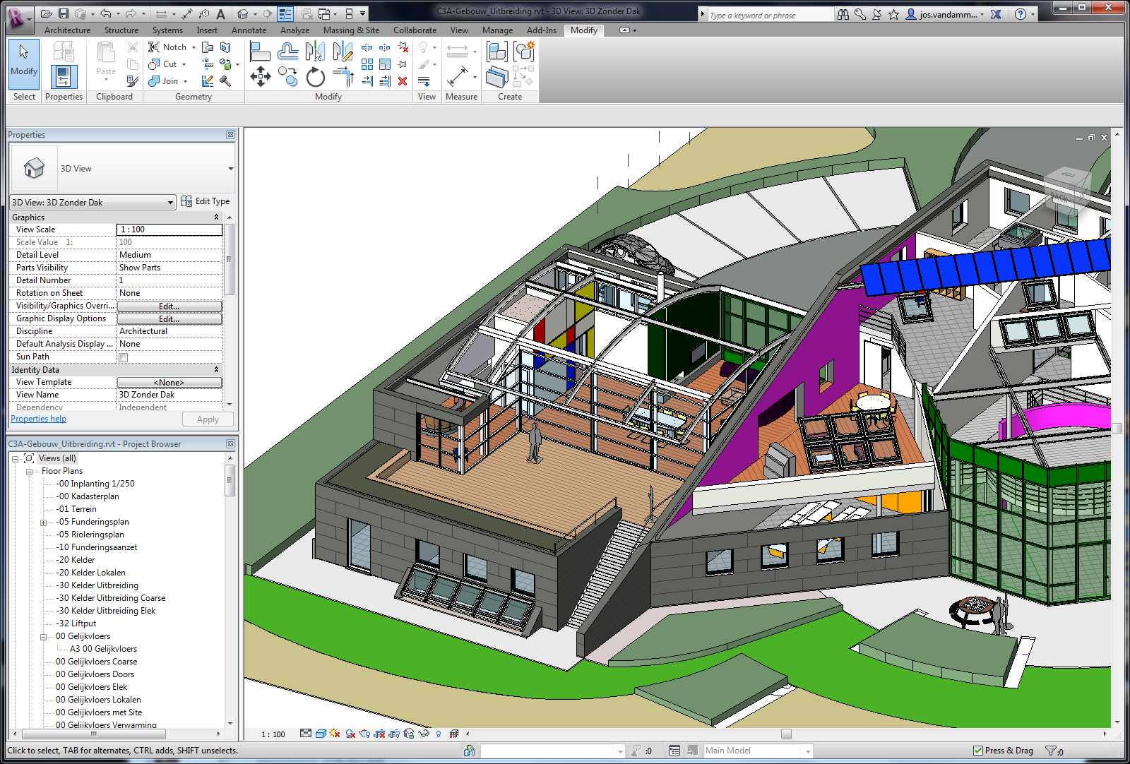 C3A-Revit-basiscursus met C3A-gebouw als cursusoefening
